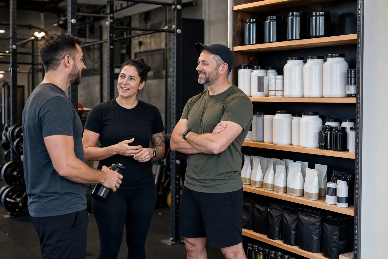 A coach speaking with a gym member